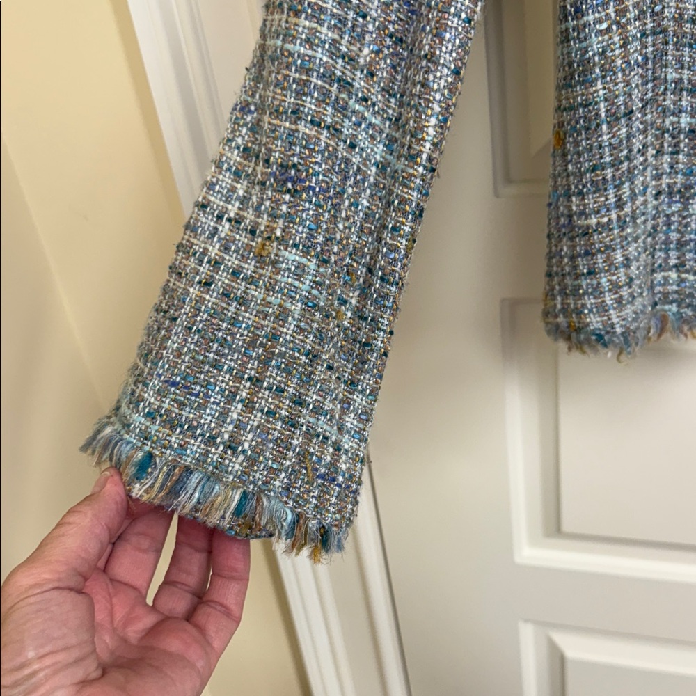 Zara Blue and Gray Tweed Blazer - Picture 3 of 14